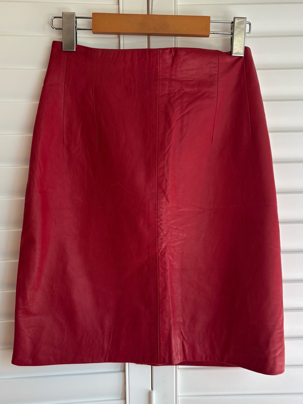 Vintage 80s/90s Danier Made in Canada 100% Leather Red Mini Skirt Sz 6